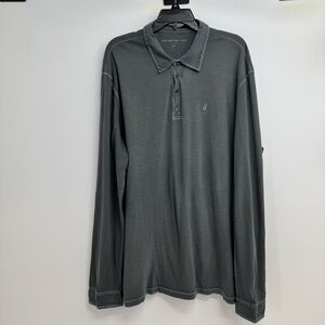 John Varvatos USA Polo Mens XXL Peace Logo Gray Lightweight Cotton Long Sleeve